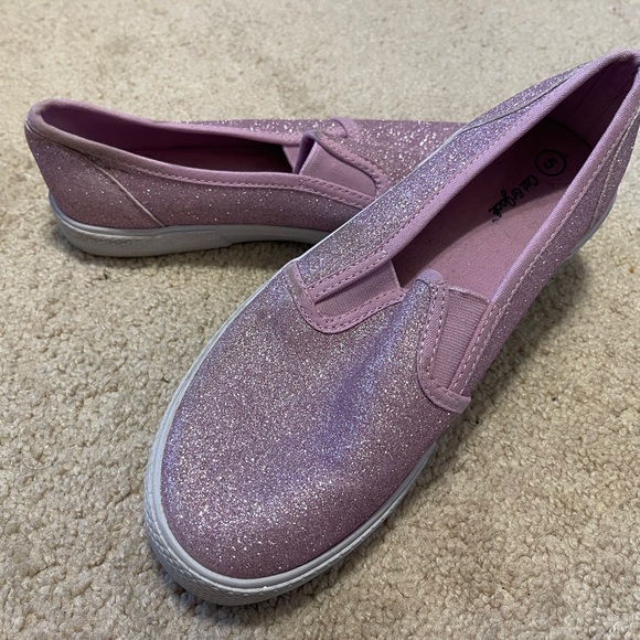 pink glitter slip on shoes - Picture 2 of 3